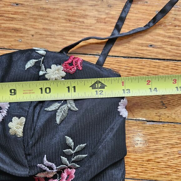 NWOT Chi Chi London Black Floral Embroidered Mesh Tulle Dress Detachable Straps - Picture 10 of 16